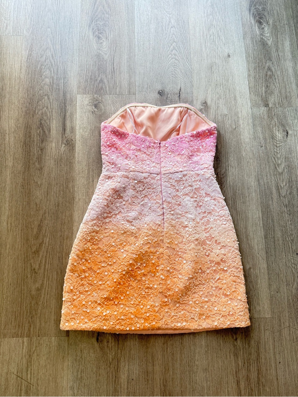 elliatt lumira pink & orange ombre sequin lace strapless mini dress small NEW - Picture 7 of 12